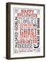 Illiopolis, IL - Happy Halloween - Typography with Bats-Lantern Press-Framed Art Print