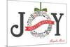 Illiopolis, Illinois - Joyful Holiday Greetings (white background)-Lantern Press-Mounted Premium Giclee Print