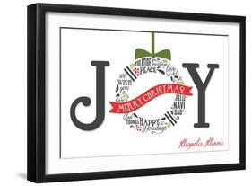 Illiopolis, Illinois - Joyful Holiday Greetings (white background)-Lantern Press-Framed Art Print