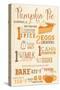 Illiopolis, Illinois - Pumpkin Pie Recipe - Typography-Lantern Press-Stretched Canvas