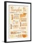 Illiopolis, Illinois - Pumpkin Pie Recipe - Typography-Lantern Press-Framed Art Print