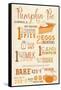 Illiopolis, Illinois - Pumpkin Pie Recipe - Typography-Lantern Press-Framed Stretched Canvas