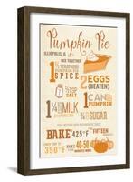 Illiopolis, Illinois - Pumpkin Pie Recipe - Typography-Lantern Press-Framed Art Print