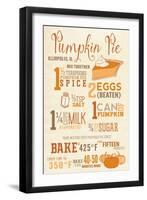 Illiopolis, Illinois - Pumpkin Pie Recipe - Typography-Lantern Press-Framed Art Print