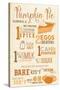 Illiopolis, Illinois - Pumpkin Pie Recipe - Typography-Lantern Press-Stretched Canvas