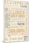 Illiopolis, Illinois - Typography-Lantern Press-Mounted Art Print