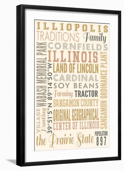 Illiopolis, Illinois - Typography-Lantern Press-Framed Art Print