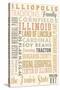 Illiopolis, Illinois - Typography-Lantern Press-Stretched Canvas