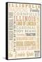 Illiopolis, Illinois - Typography-Lantern Press-Framed Stretched Canvas