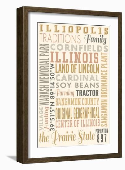 Illiopolis, Illinois - Typography-Lantern Press-Framed Art Print