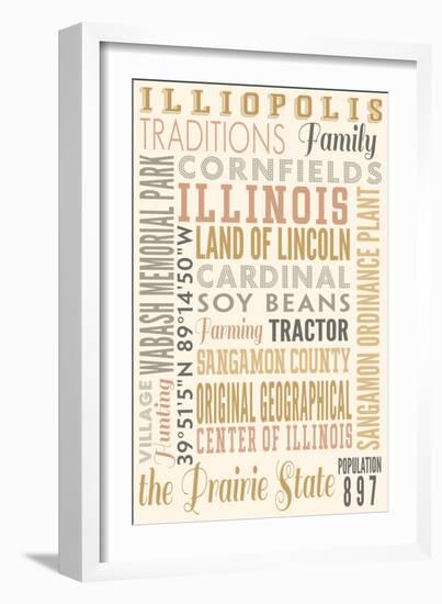 Illiopolis, Illinois - Typography-Lantern Press-Framed Art Print