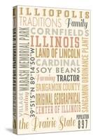 Illiopolis, Illinois - Typography-Lantern Press-Stretched Canvas
