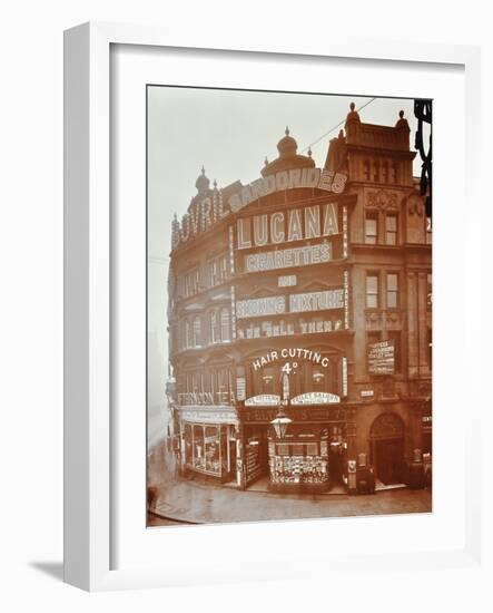 Illuminated Advertisements on Shop Fronts at 7, Oxford Street, London, 1909-null-Framed Photographic Print