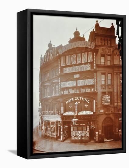 Illuminated Advertisements on Shop Fronts at 7, Oxford Street, London, 1909-null-Framed Stretched Canvas
