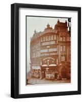 Illuminated Advertisements on Shop Fronts at 7, Oxford Street, London, 1909-null-Framed Premium Photographic Print