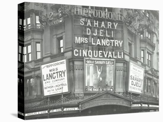 Illuminated Advertisements on the Front of the Hippodrome, Charing Cross Road, London, 1911-null-Stretched Canvas
