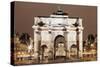 Illuminated Arc De Triomphe Du Carousel and Louvre Museum-Markus Lange-Stretched Canvas