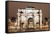 Illuminated Arc De Triomphe Du Carousel and Louvre Museum-Markus Lange-Framed Stretched Canvas
