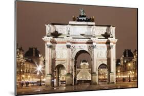 Illuminated Arc De Triomphe Du Carousel and Louvre Museum-Markus Lange-Mounted Photographic Print
