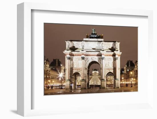 Illuminated Arc De Triomphe Du Carousel and Louvre Museum-Markus Lange-Framed Photographic Print