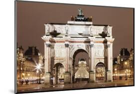 Illuminated Arc De Triomphe Du Carousel and Louvre Museum-Markus Lange-Mounted Photographic Print