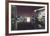 Illuminated architecture and reflections at night in Hangzhou City Center, Hangzhou, Zhejiang, Chin-Andreas Brandl-Framed Photographic Print