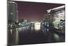 Illuminated architecture and reflections at night in Hangzhou City Center, Hangzhou, Zhejiang, Chin-Andreas Brandl-Mounted Photographic Print