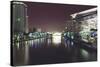 Illuminated architecture and reflections at night in Hangzhou City Center, Hangzhou, Zhejiang, Chin-Andreas Brandl-Stretched Canvas