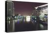 Illuminated architecture and reflections at night in Hangzhou City Center, Hangzhou, Zhejiang, Chin-Andreas Brandl-Stretched Canvas