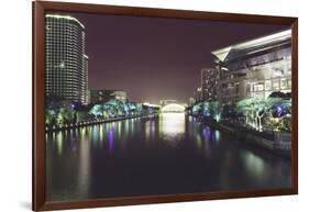 Illuminated architecture and reflections at night in Hangzhou City Center, Hangzhou, Zhejiang, Chin-Andreas Brandl-Framed Photographic Print