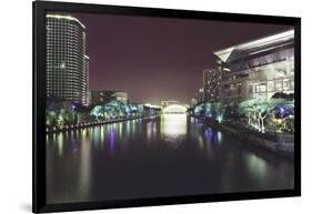 Illuminated architecture and reflections at night in Hangzhou City Center, Hangzhou, Zhejiang, Chin-Andreas Brandl-Framed Photographic Print