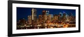 Illuminated bridge and skylines in a city, Center Street Bridge, Bow River, Calgary, Alberta, Ca...-null-Framed Photographic Print