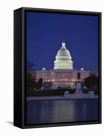 Illuminated Capitol at night, Washington D.C.-Murat Taner-Framed Stretched Canvas