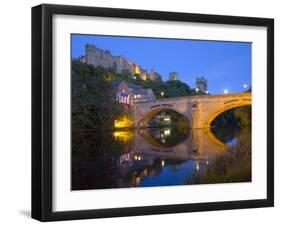 Illuminated Castle and Cathedral across the River Wear, Durham, County Durham, England, UK-Ruth Tomlinson-Framed Premium Photographic Print