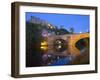 Illuminated Castle and Cathedral across the River Wear, Durham, County Durham, England, UK-Ruth Tomlinson-Framed Photographic Print