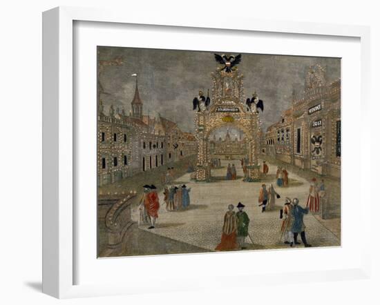 Illuminated Celebration in Frankfurt for Joseph II in 1764, Colour of 1769, Germany, 18th Century-null-Framed Giclee Print