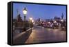 Illuminated Charles Bridge and Castle District with Hradcany-Markus-Framed Stretched Canvas