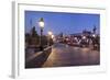 Illuminated Charles Bridge and Castle District with Hradcany-Markus-Framed Photographic Print