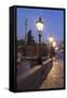 Illuminated Charles Bridge, UNESCO World Heritage Site, Prague, Bohemia, Czech Republic, Europe-Markus Lange-Framed Stretched Canvas