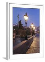 Illuminated Charles Bridge, UNESCO World Heritage Site, Prague, Bohemia, Czech Republic, Europe-Markus Lange-Framed Photographic Print