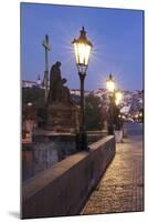 Illuminated Charles Bridge, UNESCO World Heritage Site, Prague, Bohemia, Czech Republic, Europe-Markus Lange-Mounted Photographic Print