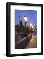 Illuminated Charles Bridge, UNESCO World Heritage Site, Prague, Bohemia, Czech Republic, Europe-Markus Lange-Framed Photographic Print