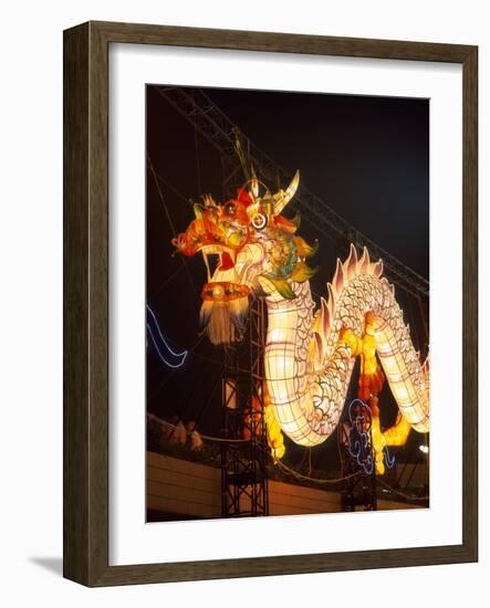 Illuminated Chinese Dragon on New Year's Eve, Hong Kong, China-Dallas and John Heaton-Framed Photographic Print