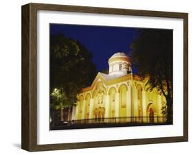 Illuminated Church on Pilies Gatve, Vilnius, Lithuania, Baltic States, Europe-Ian Trower-Framed Photographic Print