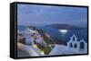 Illuminated Cruise Ship Entering the Caldera at Dawn, Oia (Ia), Santorini (Thira) (Thera)-Ruth Tomlinson-Framed Stretched Canvas