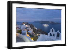 Illuminated Cruise Ship Entering the Caldera at Dawn, Oia (Ia), Santorini (Thira) (Thera)-Ruth Tomlinson-Framed Photographic Print