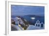 Illuminated Cruise Ship Entering the Caldera at Dawn, Oia (Ia), Santorini (Thira) (Thera)-Ruth Tomlinson-Framed Photographic Print