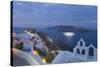 Illuminated Cruise Ship Entering the Caldera at Dawn, Oia (Ia), Santorini (Thira) (Thera)-Ruth Tomlinson-Stretched Canvas