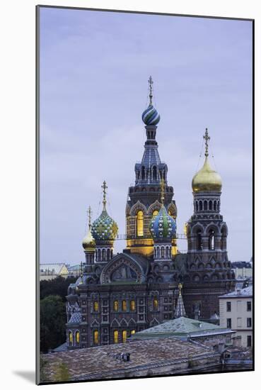 Illuminated Domes of Church of the Saviour on Spilled Blood, St. Petersburg, Russia-Gavin Hellier-Mounted Photographic Print