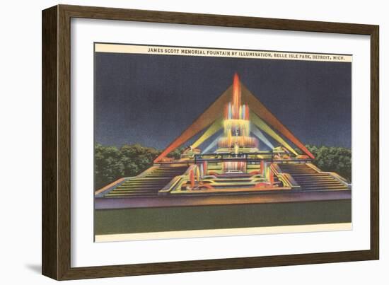 Illuminated Fountain, Belle Isle, Detroit, Michigan-null-Framed Art Print